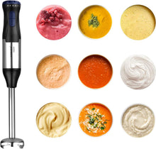 Load image into Gallery viewer, Mixeur Plongeant 4 en 1 Mixeur Plongeant,Mixeur Multifonction 1000W avec Fouet ,Hachoir de 500ml et Verre Doseur 700 ml,Vitesses de Réglables, Mixer Plongeur Pour Smoothies, Purée, Sauce