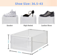 Load image into Gallery viewer, Cajas de Zapatos, Paquete de 12 Cajas de Almacenamiento de Zapatos Transparentes, Cajas para Zapatos de Plástico Plegable, 33×23×14 cm por Casillero, para Zapatos, Tacones Altos, Zapatillas de Deporte