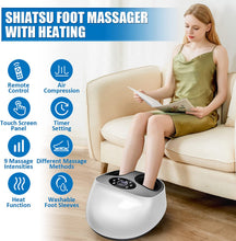 Load image into Gallery viewer, Masseur Shiatsu Électriques pour Pieds, Massage Pieds Pétrissage Roulant Chauffage Compression d'air, Chauffe-pieds 5 Modes et 9 Intensité Réglables, Panneau de contrôle et Télécommande