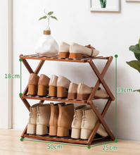 Load image into Gallery viewer, Shoe Shelves Folding Shoe Shelf Multifunctional Storage Shelf Anti-Dust Natural Bamboo