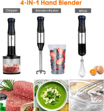 Load image into Gallery viewer, Mixeur Plongeant 4 en 1 Mixeur Plongeant,Mixeur Multifonction 1000W avec Fouet ,Hachoir de 500ml et Verre Doseur 700 ml,Vitesses de Réglables, Mixer Plongeur Pour Smoothies, Purée, Sauce