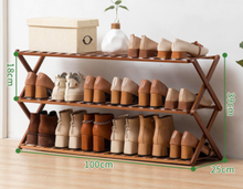 Load image into Gallery viewer, Shoe Shelves Folding Shoe Shelf Multifunctional Storage Shelf Anti-Dust Natural Bamboo