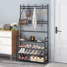 Load image into Gallery viewer, Porte-Manteau d'entrée, avec étagère de Rangement pour Chaussures à 4 Niveaux, Offre des capacités de Suspension et de Rangement