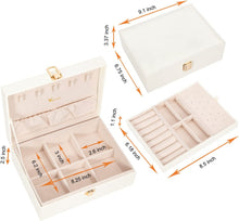 Load image into Gallery viewer, Boîte à Bijoux pour Femme filles,Coffret à Bijoux avec 2 Niveaux Boite Portable et Présentoirs, Organisateur à bijoux Rangement pour Bagues Boucles D'oreilles Colliers Bracelets,Blanc
