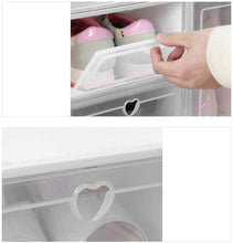Load image into Gallery viewer, 12 x Cajas de Zapatos Plástico, Caja Guardar Zapatos, Calcetines, Juguetes, Cinturones para la Organización de Hogar, Oficina, Plegable, 31cm*21cm*12cm (Blanco, 12)