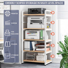 Load image into Gallery viewer, Caisson de Bureau à Roulette, Support d'imprimante, Étagère de Rangement Multifonctionnel pour Bureau, Cuisine, Salon avec Pieds Réglables et 5 Crochets