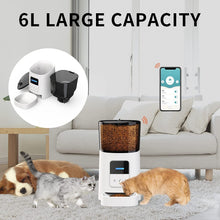 Load image into Gallery viewer, Distributeur Croquettes Chat Automatique, WiFi 6L Distributeur Automatique de Nourriture pour Chien, APP Contrôler Mangeoire Automatique, 10 Secondes D'enregistrement, Nourrir Régulièrement