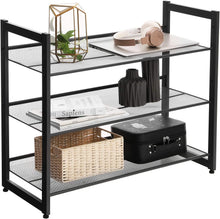Load image into Gallery viewer, Étagère à Chaussures Métallique 3 Tablettes superposé Angle réglable Montage Facile pour 9 Paires 74 x 30,7 x 62,8 cm (L x l x h) Noire LMR03B
