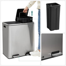 Load image into Gallery viewer, Poubelle à Double Compartiment 2 x 30L, avec 15 Sacs Poubelles, Pédales en Métal, 2 Seaux Intérieurs en Plastique