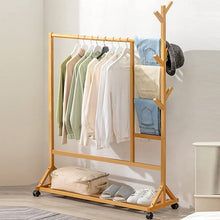 Load image into Gallery viewer, Portant à Vêtements, Penderie avec Roulettes, avec Compartiment pour Pantalon et Rangement Inférieur, avec 6 Crochets