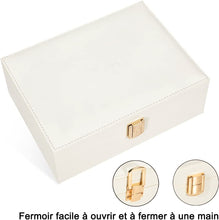 Load image into Gallery viewer, Boîte à Bijoux pour Femme filles,Coffret à Bijoux avec 2 Niveaux Boite Portable et Présentoirs, Organisateur à bijoux Rangement pour Bagues Boucles D'oreilles Colliers Bracelets,Blanc