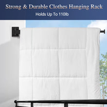 Load image into Gallery viewer, Wall-Mounted Clothes Rack 90 cm, Retractable Clothes Airer with 12 Hooks and Towel Holder for Balcony, Laundry, Bathroom, Bedroom