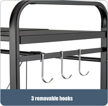 Load image into Gallery viewer, Extendable microwave shelf, microwave oven rack 1 level, microwave rack with 3 hooks, kitchen table shelf made of carbon steel, mini oven holder for kitchen