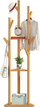Load image into Gallery viewer, Coat Holder on Feet Bamboo, Clothing Holder for Entrance, with 8 Hooks and Triangular Base, Stable