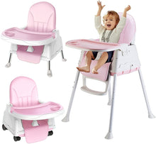 Load image into Gallery viewer, Evolutionary Highchair for Babies and Children with Wheels 3-in-1 Adjustable High Dining Chair to Eat with Double Removable Tray and Cushion Convert into Stroller Child Booster Seat