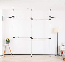 Load image into Gallery viewer, Clothing Coat Rack Telescopic Height Adjustable Steel Clothing Rail Resistant Clothing Frame Extendable Coat Rack System with 1 / 3 / 4 Bars (C)