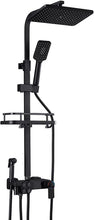 Load image into Gallery viewer, Black Thermostatic Shower with Digital Display, Shower Column Set 4 Copper Modes, Bathroom Rainhead Square 298 * 190mm Height Adjustable