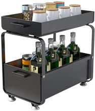 Load image into Gallery viewer, 2 Niveaux Etagere de Rangement sous Evier Rack, avec tiroir coulissant pour Cuisine, Salle de Bain, Chambre, en Acier Inoxydable