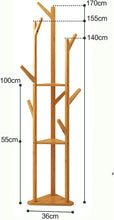 Load image into Gallery viewer, Coat Holder on Feet Bamboo, Clothing Holder for Entrance, with 8 Hooks and Triangular Base, Stable