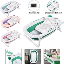 Load image into Gallery viewer, Vasca da Bagno Pieghevole per Bambini, Vasca Bagno Multifunzionale per Bambini con Termometro Cuscino da Bagno, Vasca da Bagno Antiscivolo Neonato