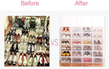 Load image into Gallery viewer, 12 x Cajas de Zapatos Plástico, Caja Guardar Zapatos, Calcetines, Juguetes, Cinturones para la Organización de Hogar, Oficina, Plegable, 31cm*21cm*12cm (Blanco, 12)