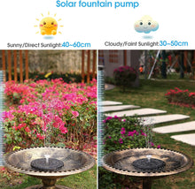 Load image into Gallery viewer, Solar Fountain, 2022 Upgrade, 3.5 W 180 mm, with LED Lights, Built-in 1500 mAh Battery with 6 Fountain Styles, Solar Pond Pump for Garden, Bird Bath, Fish Container