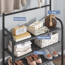 Load image into Gallery viewer, Porte-Manteau d'entrée, avec étagère de Rangement pour Chaussures à 4 Niveaux, Offre des capacités de Suspension et de Rangement