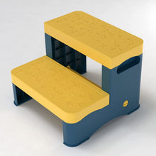 Load image into Gallery viewer, Non-slip Footboard with 2 Steps for Children, Baby Stool in Stockings Grey & Yellow 35*34*27 cm for Bathroom / Kitchen / Potty Training