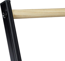 Load image into Gallery viewer, Noir Porte pieds, échelle, escalier 3 barres, métal bois support serviette bain, 86x58x30 cm, fer, 1 élément