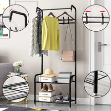 Load image into Gallery viewer, Portemanteau, Vestiaire, Meuble d’entrée avec Étagère à Chaussures à 3 Niveaux, Rangement à Chaussures,Stable, avec 4 Crochets