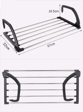 Load image into Gallery viewer, Séchoirs à Linge Pliable étendoir Balcon en Acier Inoxydable accrocher sur radiateur fenêtre Bain pour étendre sécher lessive vêtements mouillées(67 * 32 cm)