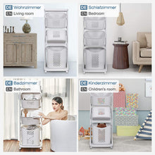 Load image into Gallery viewer, Chariot à linge, panier à linge, Corbeille À linge avec 3 Paniers Amovibles avec Roulettes