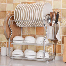 Load image into Gallery viewer, 3-Tier Escurreplatos de Acero Inoxidable, Soportes para Platos, Escurridor para Platos y Cubiertos, Utensilio de Cocina, 55 * 25 * 45cm