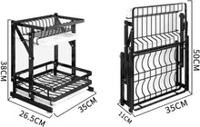 Load image into Gallery viewer, Dish Drainer with Tray, Detachable, Stainless Steel 304, Blac