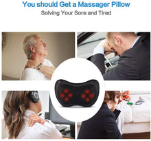 Load image into Gallery viewer, Cojín de Masaje Shiatsu con 8 Rollos 3D Masajeador Almohada con Calor para Amasar Relajar Contracturas y Dolores Musculares en Casa Coche Oficina Negro