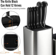 Load image into Gallery viewer, Universal Knife Block, Knife Scissors Organiser with 14 Slots and Drain Design, Space-Saving Knife Storage, Easy Cleaning/Removable, for Home, Restaurant, Kitchen
