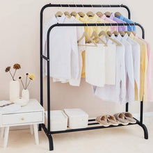 Load image into Gallery viewer, Coat racks Donkey Independent Hangers Double Bar Shelf, Multifunctional Resistant Metal Coat Rack for Home, 150/132 × 54 × 110 CM