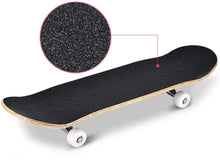 Load image into Gallery viewer, Skateboard 79x20cm Holzboard für Anfänger mit ABEC-7 Kugellager 31 Zoll 7-lagigem Ahornholz und 90A Rollen für Kinder, Jugendliche und Erwachsene Komplettboard mit Tasche + T-Tool