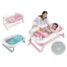 Load image into Gallery viewer, Foldable baby bath, foldable newborn bath tub with intelligent real-time temperature sensor, children's bathtub with safety bath seat, baby bathtub with stand, 85 x 53 x 25 cm, made of PP and TPE (thermoplastic elastomer)