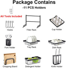 Load image into Gallery viewer, Dish Drying Rack, Kitchen Sink Organizer and Over the Sink Dish Drying Rack Adjustable Dish Rack Stainless Steel Sink Rack Dish Drainers Rack for Kitchen Sink Space Saver (Sink Size less than 32")