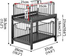 Load image into Gallery viewer, Kitchen Shelf Shelf with 2 Basket Drawers, Floor Cabinet Shelf, 2 Levels, Spice Rack, Stainless Steel, Sliding Drawer, Storage, Bathroom Organiser Shelf for Home and Office