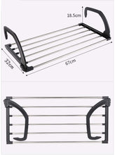 Load image into Gallery viewer, Séchoirs à Linge Pliable étendoir Balcon en Acier Inoxydable accrocher sur radiateur fenêtre Bain pour étendre sécher lessive vêtements mouillées (67 * 32 cm)