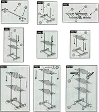 Load image into Gallery viewer, Etendage à Linge Séchoir à Linge Etendoir à Linge Séchoir à vêtements 4 étages 4 Roues Ailes latérales Tubes en acier inoxydable Stockage Inferieur pour chaussures