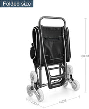 Load image into Gallery viewer, Foldable Shopping Trolley with Wheels, 6 Wheels, Shopping Trolley with Bag, Waterproof, Removable, Market, Elastic Band (Black)
