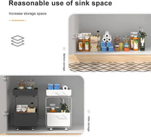 Load image into Gallery viewer, 2 Niveaux Etagere de Rangement sous Evier Rack, avec tiroir coulissant pour Cuisine, Salle de Bain, Chambre, en Acier Inoxydable