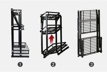 Load image into Gallery viewer, Plasaig Kitchen Rack Foldable Spice Rack Stainless Steel Multi-Function Storage Rack Space Saving/Non-Slip Anti-Rust Strong Bearing Capacity Black (Three-Layer)