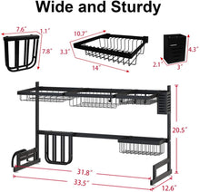 Load image into Gallery viewer, Dish Drying Rack, Kitchen Sink Organizer and Over the Sink Dish Drying Rack Adjustable Dish Rack Stainless Steel Sink Rack Dish Drainers Rack for Kitchen Sink Space Saver (Sink Size less than 32")