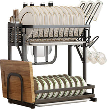 Load image into Gallery viewer, Dish Drainer with Tray, Detachable, Stainless Steel 304, Blac