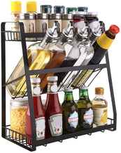 Load image into Gallery viewer, Étagère à épices étagère en métal pour épices porte-épices étagère à épices étagère à épices cuisine cuisine sans perçage en métal à 3 niveaux pour shakers à épices bouteille d'huile pots à épices