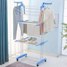 Load image into Gallery viewer, Foldable Clothes Rack, Mobile Clothes Dryer, Clothes Spread, 4 Floors 4 Wheels, Side Fenders, Stainless Steel Tubes with Bottom Storage Space for Shoes